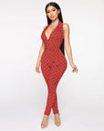 Printed sexy halter jumpsuit women