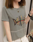 Striped short sleeve t-shirt for women