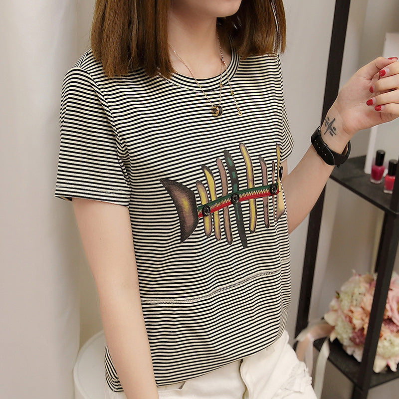 Striped short sleeve t-shirt for women