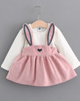 2021 autumn new Korean children's clothing, girls cute rabbit dress, baby baby princess dress 916