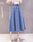 High Waisted Slimming Solid Color Patchwork Mid Length Skirt