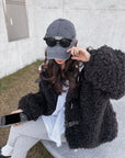 Women's Loose Loop Wool Coat Fashion Polyester Imitation Wool