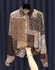 Women's Design Long Sleeve All-match Vintage Leopard Print Shirt