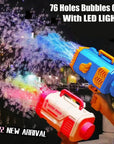 Bubble Gun Rocket 69 Holes Soap Bubbles Machine Gun Shape Automatic Blower With Light Toys For Kids Pomperos