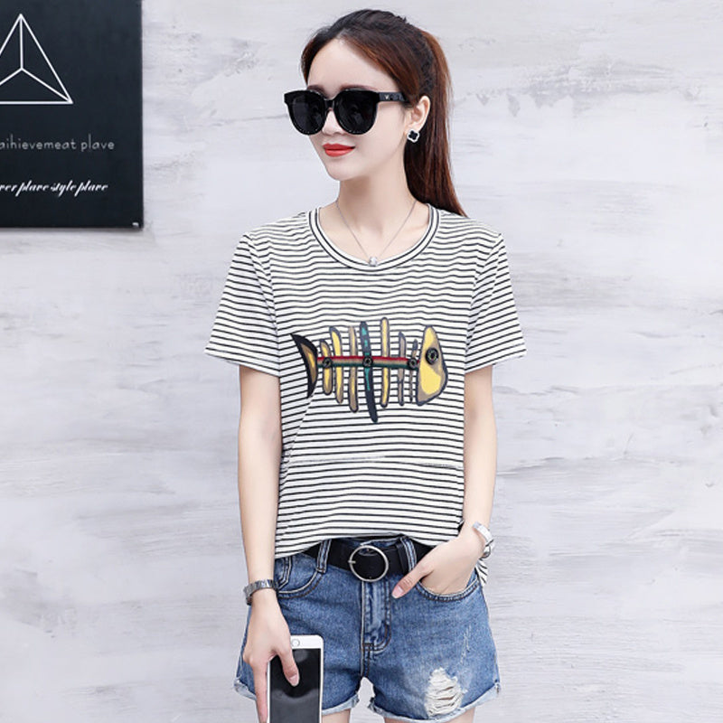 Striped short sleeve t-shirt for women