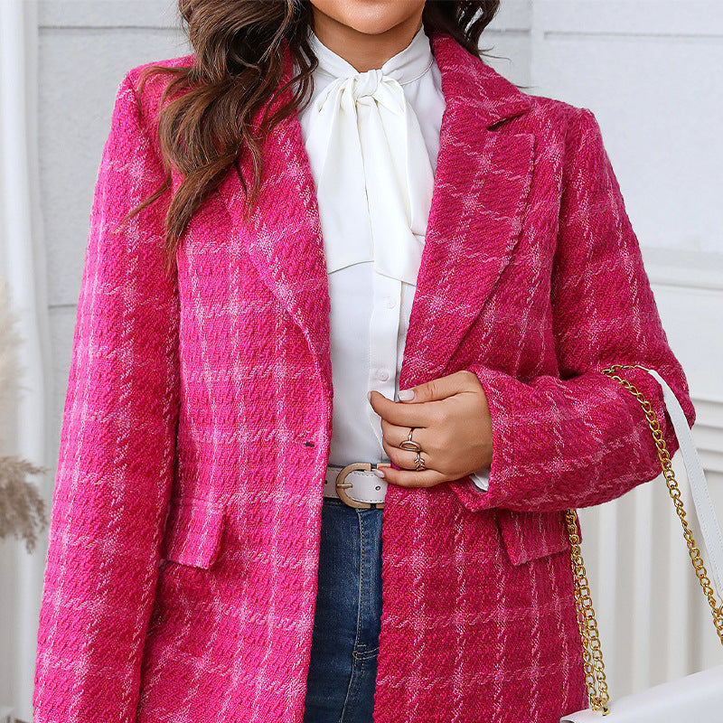 Temperament Commute Plaid Plus Size Coat