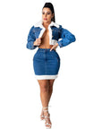 Denim Skirt Plush Denim Two-piece Suit