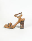 European And American Ladies Vintage Weave Style Square Toe Chunky Heel Sandals