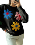 European And American Color Little Flower Thick Sweet Cute Sweater Coat