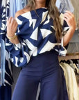 Casual Print Top Pants Two-piece Set