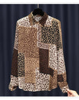 Women's Design Long Sleeve All-match Vintage Leopard Print Shirt