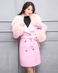 Big Fur Collar Warm Mid-length With Belt Coat