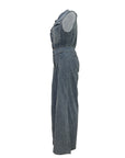 Leisure Washed-out Sleeveless Denim One-piece Wide-leg Pants Women