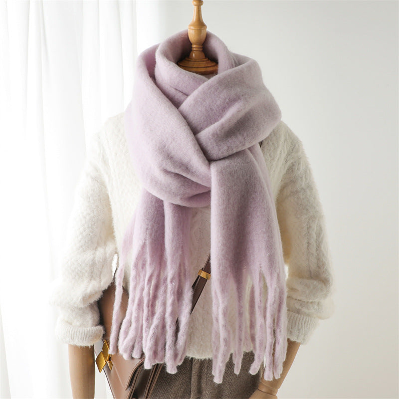 Solid Color Warm Tassel Scarf