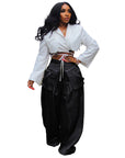 Fashion Women's Casual Detachable Three-dimensional Pocket Wide-leg Pants