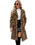 Zebra Pattern Artificial Leather Fur Coat