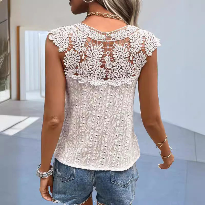 V-neck Sleeveless Blouse