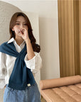 Women's Knitted Shawl Cross Fashion Solid Color Scarf