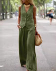 Casual Women's Solid Color Fashion Sets Of Vest Trousers Suit