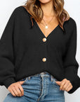 Women's Cardigan Jacket Solid Color V-neck Single-breasted Jacket Sweater Women