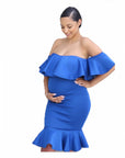 Women Elastic Pregnant Women Ruffles Dress