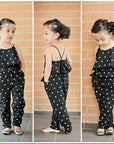 Fashion Summer Kids Girls Clothing Sets Cotton Sleeveless Polka Dot Strap Girls Jumpsuit Clothes Sets Outfits Children Suits