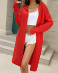 Sweater Cardigan Solid Color Long Sleeve Hooded Long Knitted Cardigan Women's Coat