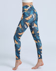 Fashion Leaves Printed Yoga Pants