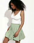 Women's Wooden Ear Y2g Street Trendy Patchwork Mini Pleated Skirt