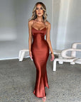 Hip Wrap Long Dress Slim Backless Waist