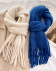 Solid Color Warm Tassel Scarf