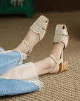 Simple Square Toe Mid-heel Shoes