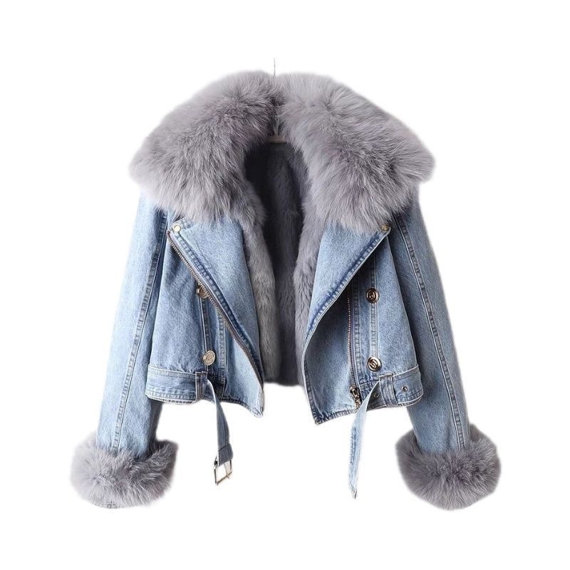 Detachable Fur Denim Jacket