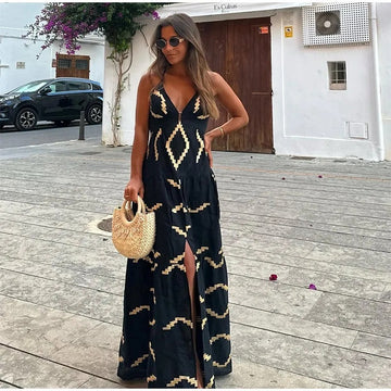 Fashion Wear V-neck High Waist Sling Dress