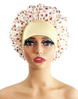 Wide-brimmed Satin Printing Nightcap Beauty Shower Cap Stretch