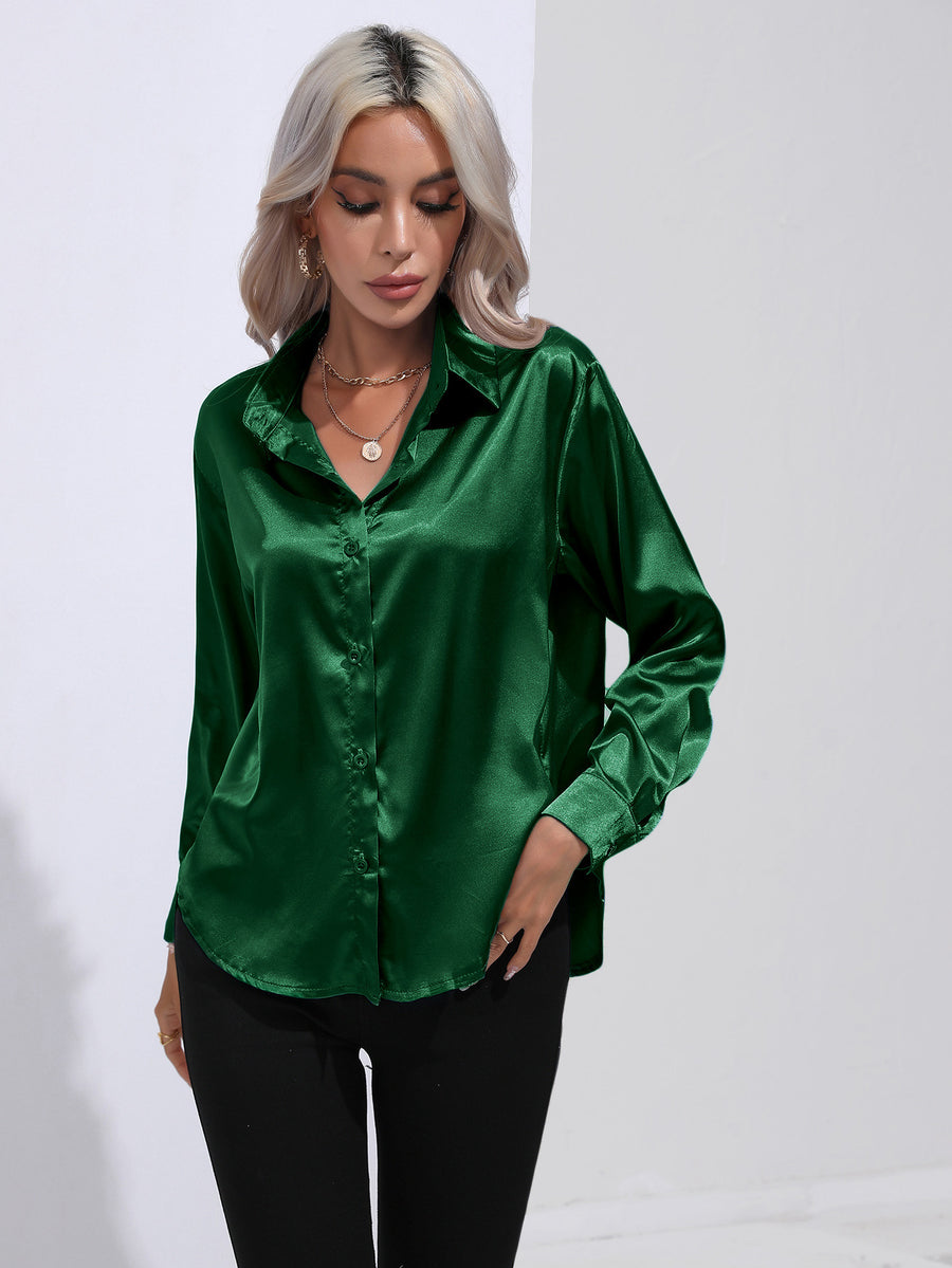 Solid Color Satin Shirt