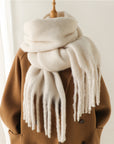 Solid Color Warm Tassel Scarf