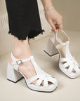 Closed Toe Hollow-out Roman Style High Heels Sandals