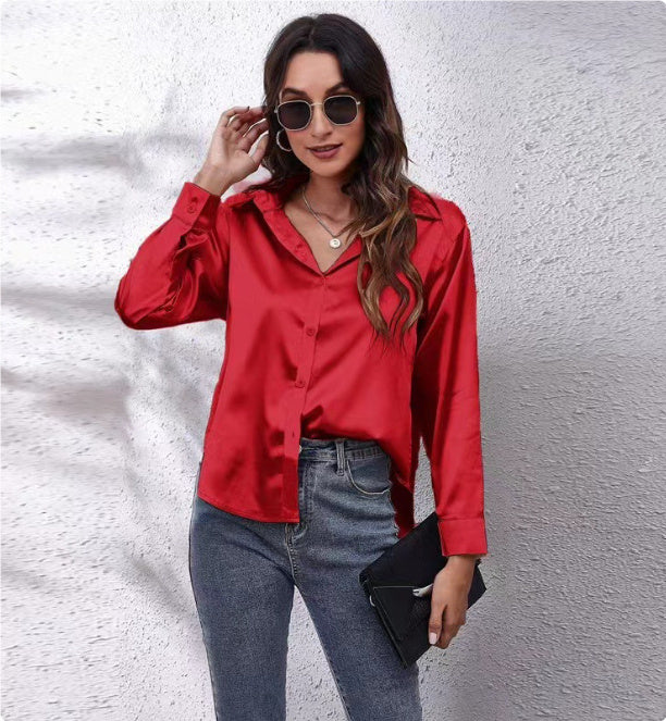 Solid Color Satin Shirt