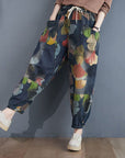 Women's Retro Loose Plus Size Print Jeans