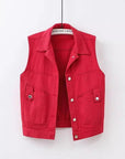 Women's Color Denim Waistcoat Vest Short