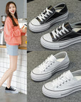 Women's Genuine Leather Sole Height Increasing Two-way Lace-up Sneakers