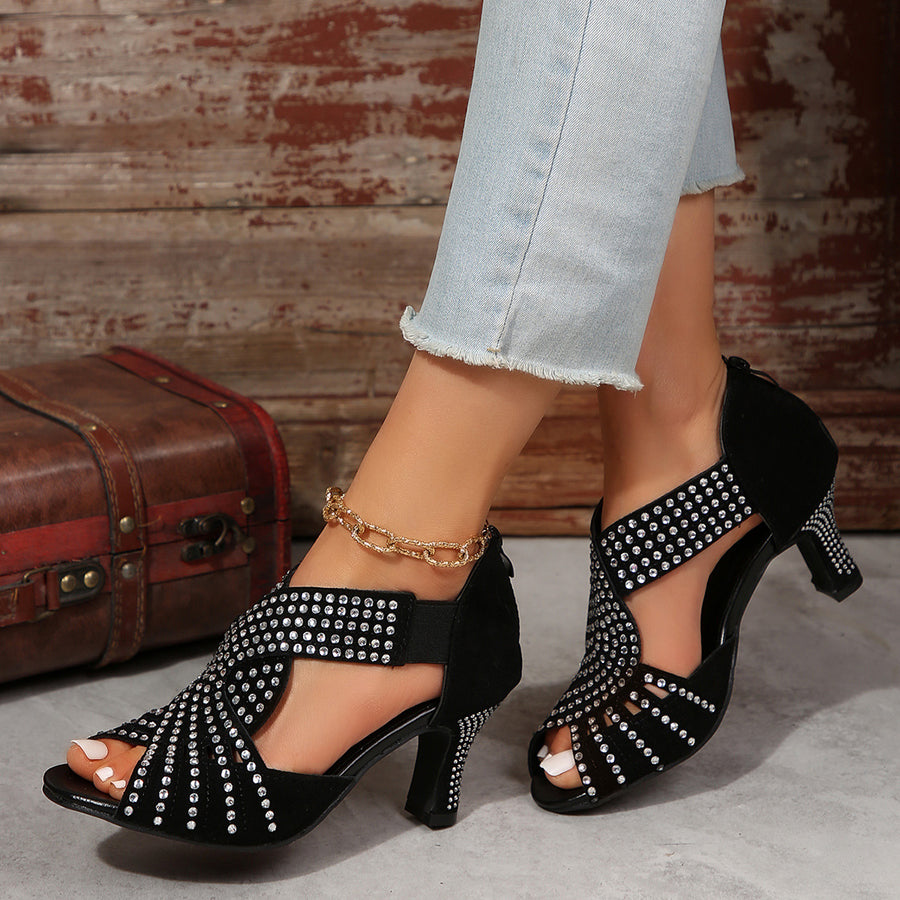 New Rhinestone High-heeled Peep Toe Sandals