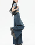 High Waist Slim Straight Pocket Jeans