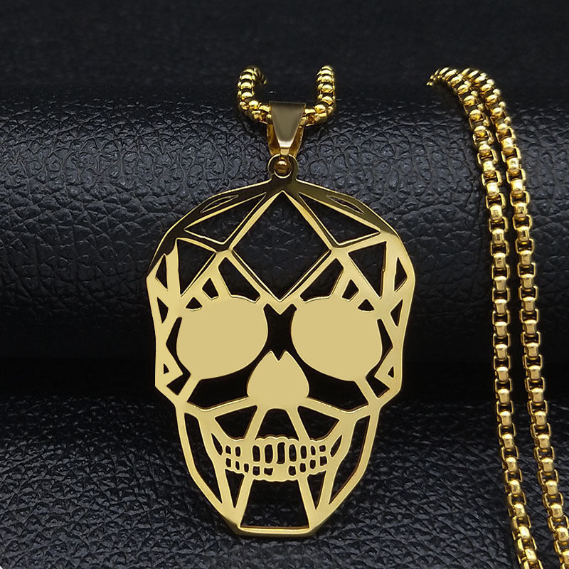 Personality Punk Gothic Hip Hop Hollow Skull Necklace Accessories