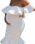 Women Elastic Pregnant Women Ruffles Dress