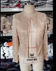 Fashion Colorblock Sequins Short Casual Jacket