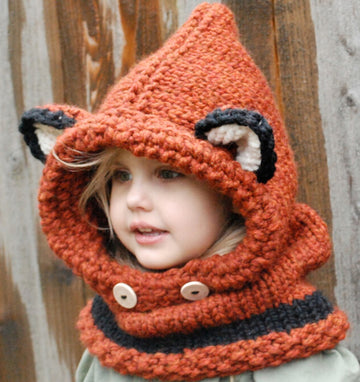 Children's wool knit hat hand-knitted warm earmuffs capes unisex