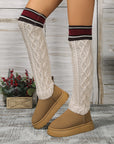 Winter Over-the-knee Boots With Long Knitted Socks