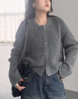 Autumn New Simple Round Neck Knitted Cardigan